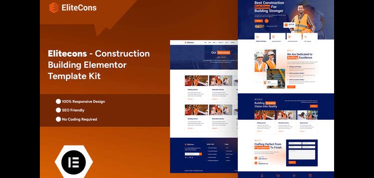 Item cover for download Elitecons - Construction Building Elementor Pro Template Kit