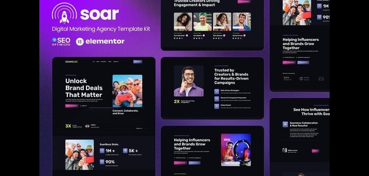 Item cover for download SoarBuzz - Influencer Agency Elementor Template Kit