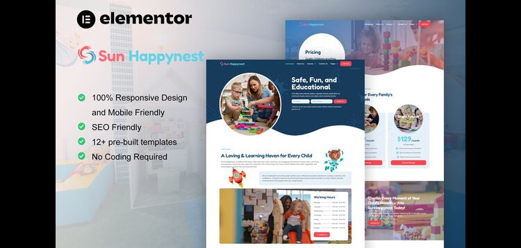Item cover for download SunHappynest - Kindergarten & Child Care Elementor Pro Template Kit