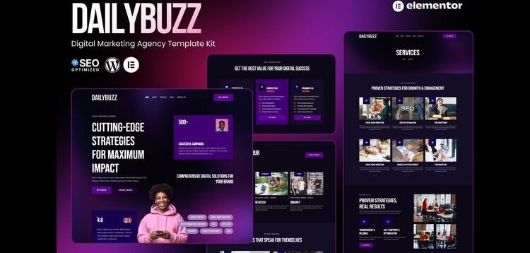 Item cover for download DailyBuzz - Digital Agency Elememtor Template Kit