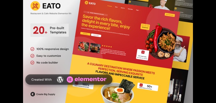Item cover for download Eato - Restaurant & Cafe Elementor Template Kit