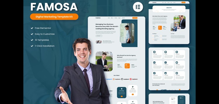 Item cover for download Famosa - Digital Marketing Agency Elementor Template Kit