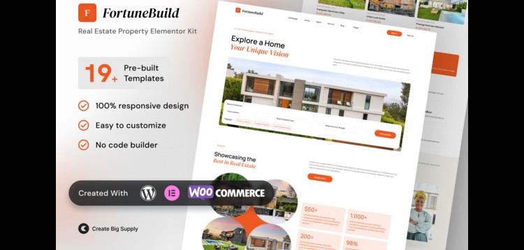 Item cover for download FortuneBuild - Real Estate Property Elementor Template Kit