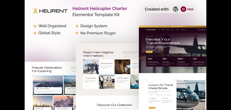 Item cover for download Helirent - Helicopter Charter Elementor Template Kit