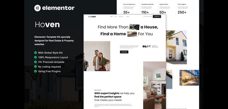 Item cover for download Hoven - Real Estate & Property Elementor Template Kit