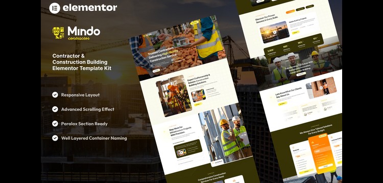 Item cover for download Mindo - Contractor & Construction Building Elementor Template Kit