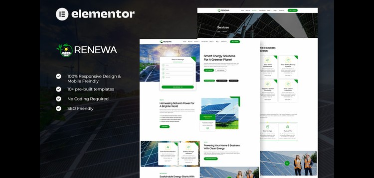 Item cover for download Renewa - Solar & Green Renewable Energy Elementor Template Kit
