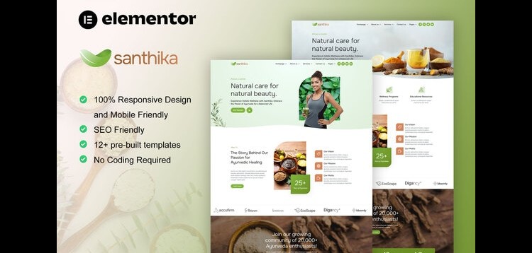 Item cover for download Santhika - Ayurveda & Natural Beauty Care Elementor Template Kit