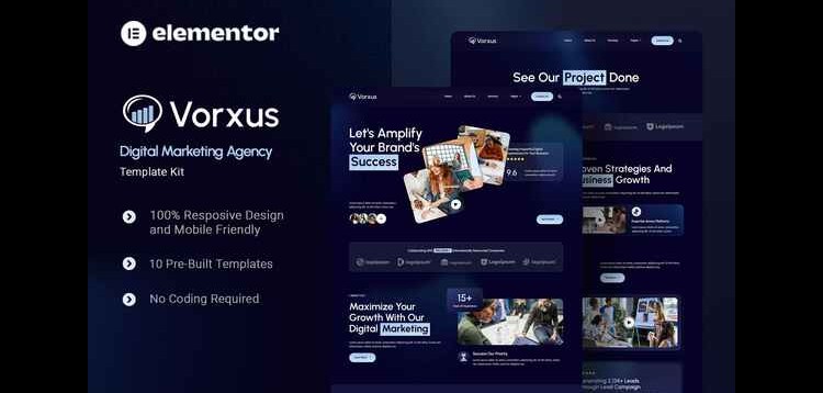 Item cover for download Vorxus - Digital Marketing Agency Elementor Template Kit