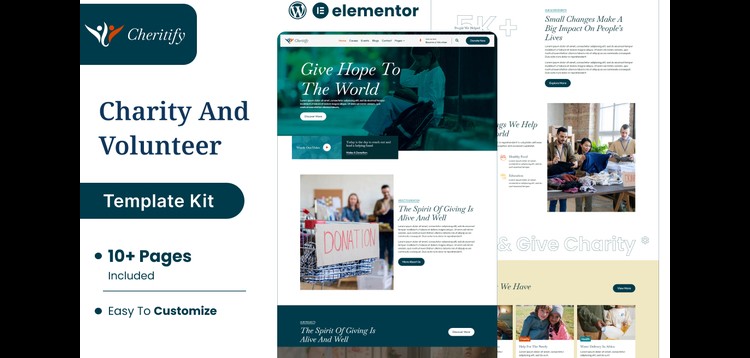 Item cover for download Charitify - Nonprofit Charity & Donation Elementor Template Kit