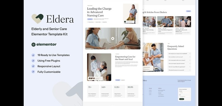 Item cover for download Eldera - Elderly & Senior Care Elementor Template Kit