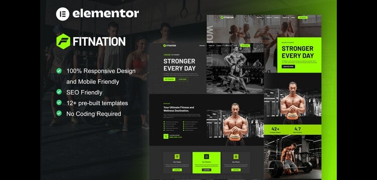Item cover for download FitNation - Gym & Fitness Elementor Template Kit