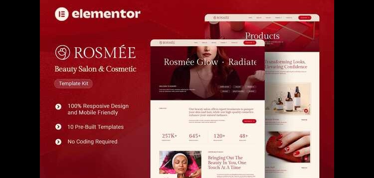 Item cover for download Rosmee - Beauty Salon & Cosmetic Elementor Tempate Kit
