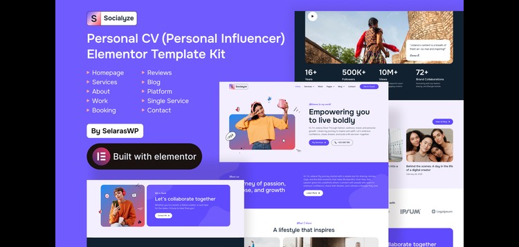 Item cover for download Socialyze - Personal CV Elementor Pro Template Kit
