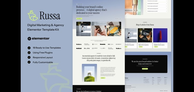 Item cover for download Russa - Digital Marketing & Agency Elementor Template Kit