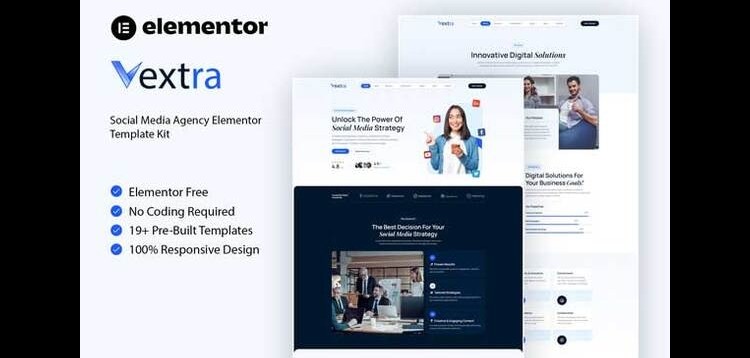 Item cover for download Vextra - Social Media Agency Elementor Template Kit