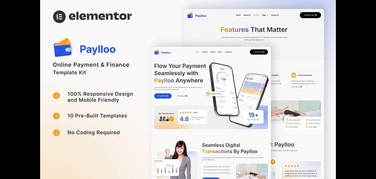 Item cover for download Paylloo - Online Payment & Finance Elementor Template Kit