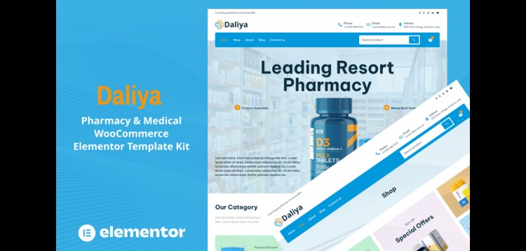 Item cover for download Daliya - Pharmacy & Medical Store WooCommerce Elementor Pro Template Kit