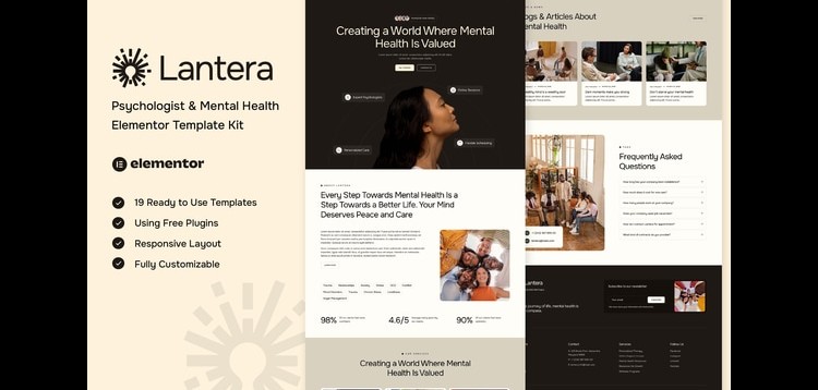 Item cover for download Lantera - Psychologist & Mental Health Elementor Template Kit