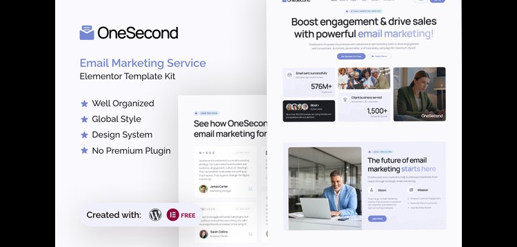 Item cover for download OneSecond - Email Marketing Service Elementor Template Kit