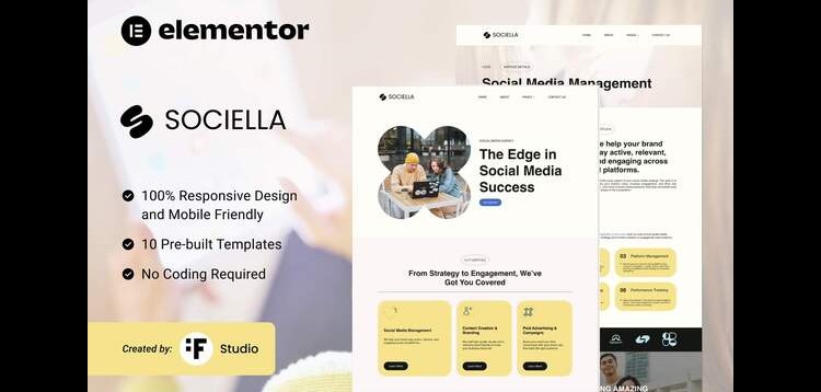 Item cover for download Sociella – Modern Elementor Template Kit for Social Media Agencies