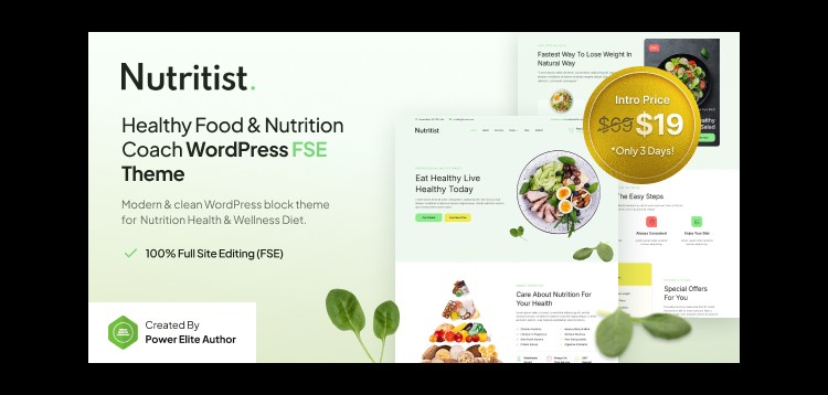 Item cover for download Nutritist – Healthy Food & Nutrition Coach FSE WordPress Theme