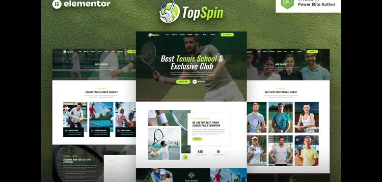 Item cover for download TopSpin – Tennis School & Sports Club Elementor Template Kit