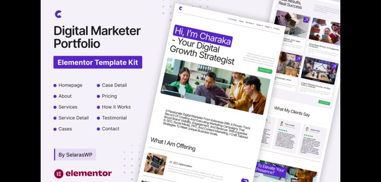 Item cover for download Charaka - Digital Marketer Portfolio Elementor Pro Template Kit