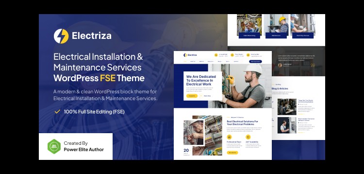 Item cover for download Electriza – Electrical Installation & Maintenance Services FSE WordPress Theme