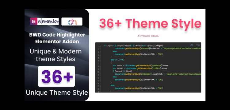 Item cover for download Code Highlighter Addon for Elementor