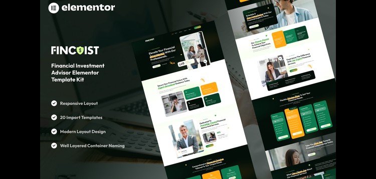 Item cover for download Fincoist - Financial Investment Advisor Elementor Template Kit