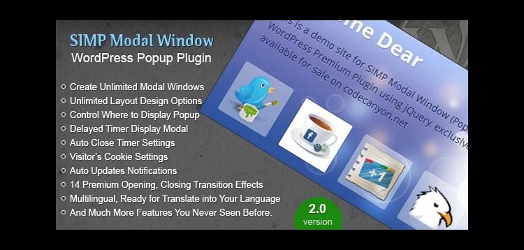 Item cover for download Simp Modal Window - WordPress Plugin