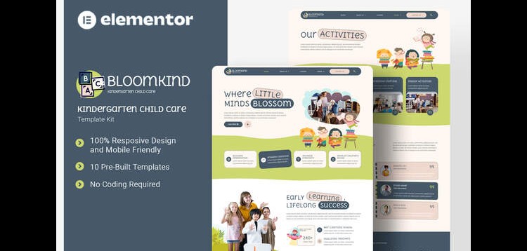 Item cover for download Bloomkind - Kindergarten Child Care Elementor Template Kit