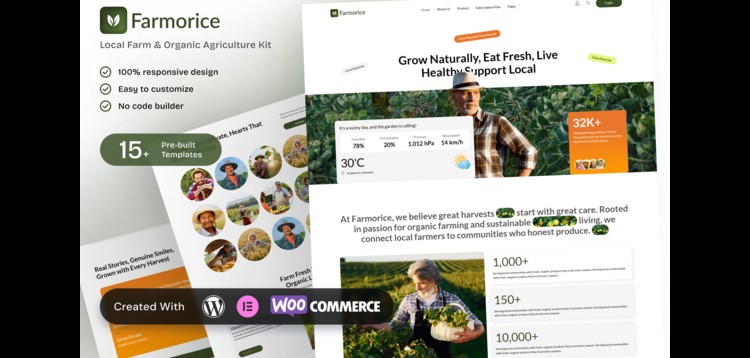 Item cover for download Farmorice – Local Farm & Organic Agriculture Elementor Template Kit