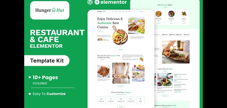 Item cover for download HungerHut - Restaurant & Cafe Elementor Template Kit