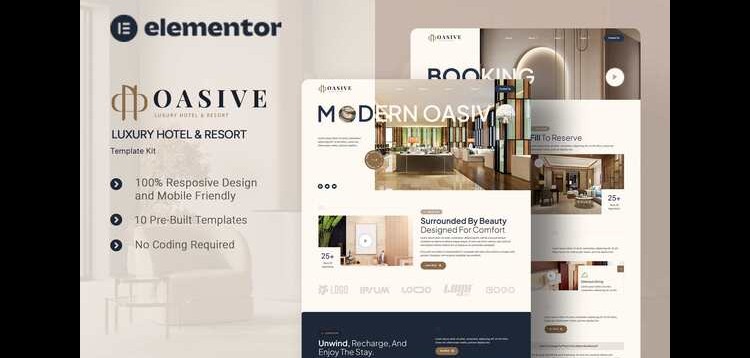 Item cover for download Oasive - Luxury Hotel & Resort Elementor Template Kit