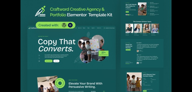 Item cover for download Craftword - Creative Agency & Copywiting Portfolio Elementor Template Kit
