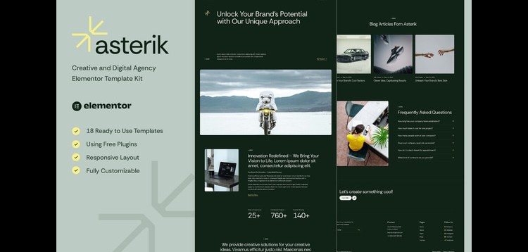 Item cover for download Asterik - Creative & Digital Agency Elementor Template Kit