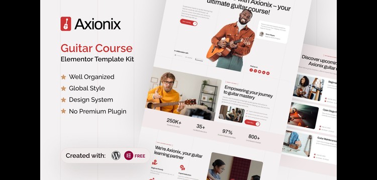 Item cover for download Axionix - Guitar Course Elementor Template Kit