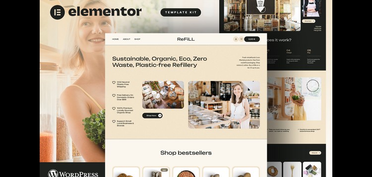 Item cover for download ReFill - Zero Waste Shop eCommerce Elementor Pro Template Kit