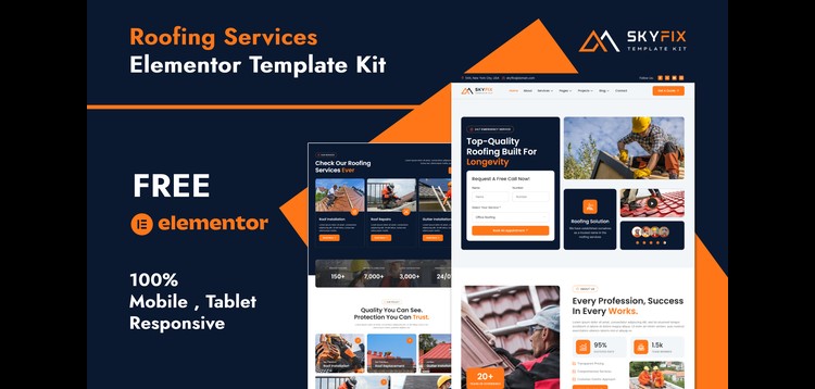 Item cover for download SkyFix - Roofing Services Elementor Template Kit