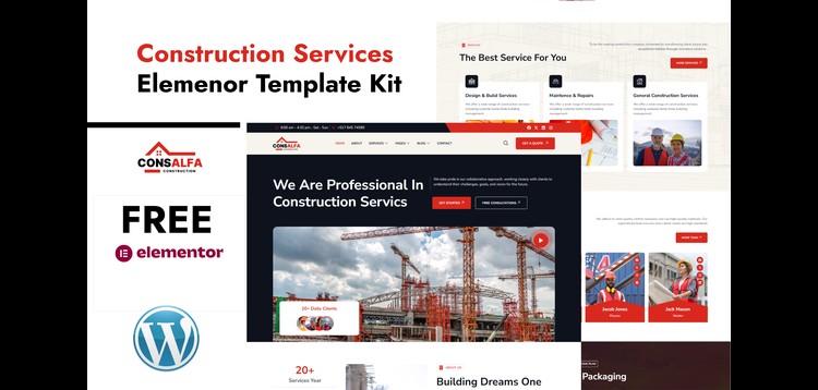 Item cover for download ConsAlfa - Construction Services Elemenor Template Kit