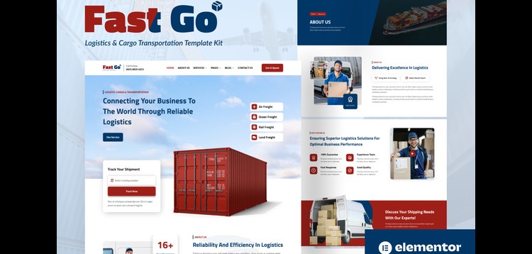 Item cover for download FastGo - Logistics & Cargo Transportation Elementor Template Kit