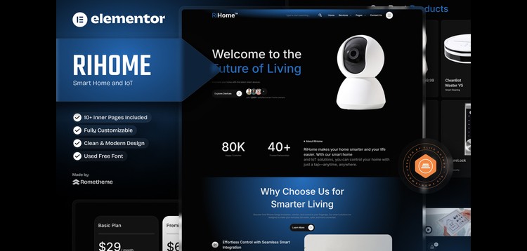 Item cover for download Rihome - Smart Home and IoT Elementor Template Kit