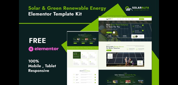 Item cover for download SolarAlfa - Solar & Renewable Energy Elementor Template Kit