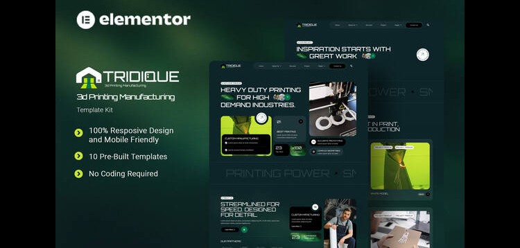 Item cover for download Tridique - 3D Printing Manufacturing Elementor Template Kit