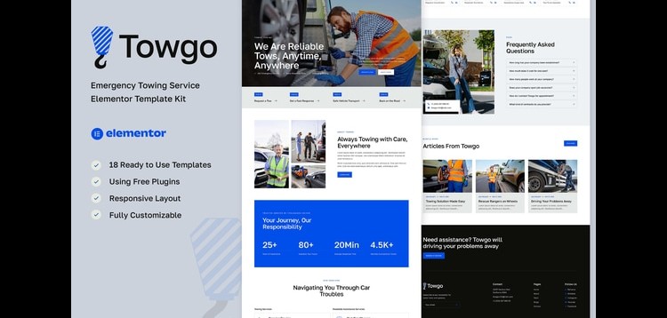 Item cover for download Towgo - Emergency Towing Service Elementor Template Kit