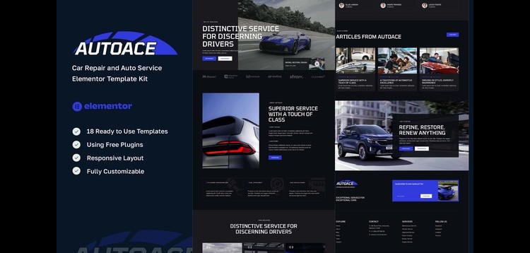 Item cover for download Autoace - Car Repair & Auto Service Elementor Template Kit