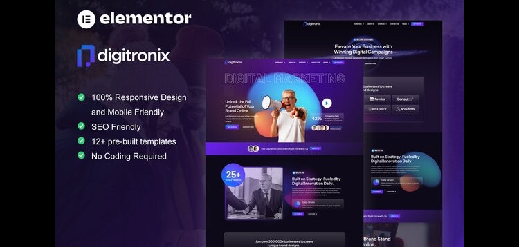 Item cover for download Digitronix - Dark Digital Agency Elementor Pro Template Kit