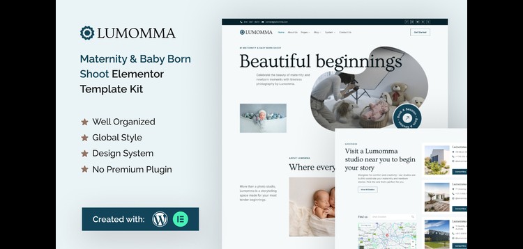 Item cover for download Lumomma Maternity & Baby Born Shoot Elementor Template Kit